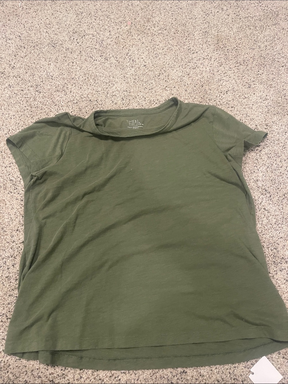 Time and Tru Olive Short Sleeve Crewneck Tee